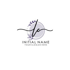 LC Luxury initial handwriting logo with flower template, logo for beauty, fashion, wedding, photography