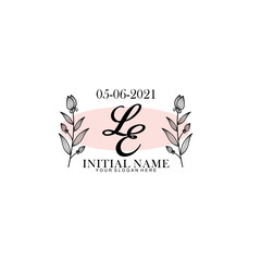 LE Initial letter handwriting and signature logo. Beauty vector initial logo .Fashion  boutique  floral and botanical