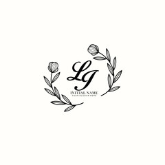 LI Initial letter handwriting and signature logo. Beauty vector initial logo .Fashion  boutique  floral and botanical