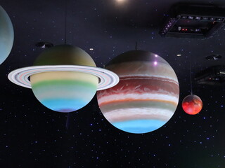 Dubai, UAE- March 31 2022: Saturn and Jupiter are among the biggest planets in our solar system....