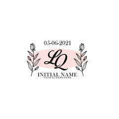 LQ Initial letter handwriting and signature logo. Beauty vector initial logo .Fashion  boutique  floral and botanical