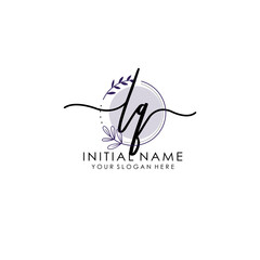 LQ Luxury initial handwriting logo with flower template, logo for beauty, fashion, wedding, photography