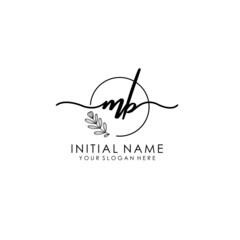 MB Luxury initial handwriting logo with flower template, logo for beauty, fashion, wedding, photography