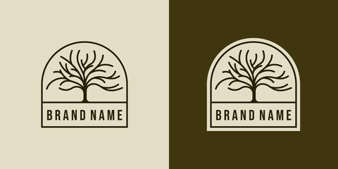 Creative design of tree logo vector. Tree Trunk or Tree Branch Logo Concept. Oak Tree Creative and Minimalist Badge Logo Design