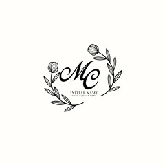 MC Initial letter handwriting and signature logo. Beauty vector initial logo .Fashion  boutique  floral and botanical