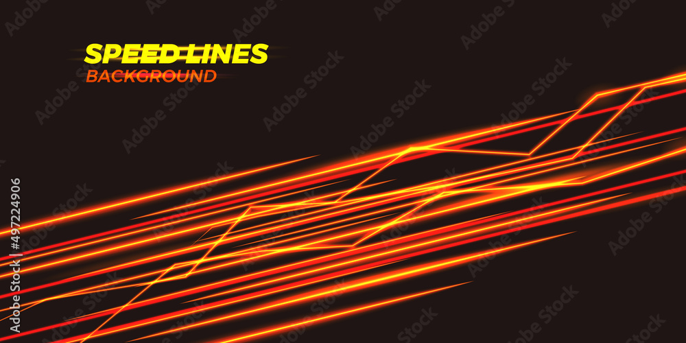 Wall mural electric thunder move fast flash yellow ray light burst abstract background