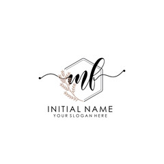 MF Luxury initial handwriting logo with flower template, logo for beauty, fashion, wedding, photography