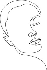 Elegant One Line Sketches of Woman Abstract Face. Female Face Drawing Minimalist Line Style. Trendy Illustration for Cosmetics. Continuous Line Art. Fashion Minimal Print. Beauty Logo. Vector