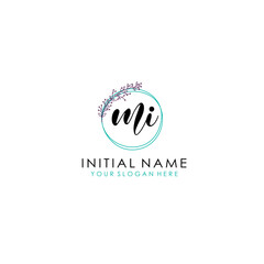 MI Initial letter handwriting and signature logo. Beauty vector initial logo .Fashion  boutique  floral and botanical