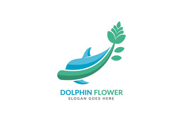 dolphin and flower logo, business branding template Designs Inspiration Isolated on White Background