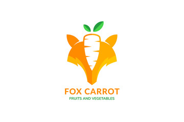 fox carrot logo design template using thunder shape transparency symbol. 