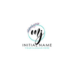 MJ Initial letter handwriting and signature logo. Beauty vector initial logo .Fashion  boutique  floral and botanical