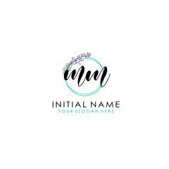 MM Initial letter handwriting and signature logo. Beauty vector initial logo .Fashion  boutique  floral and botanical