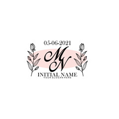 MN Initial letter handwriting and signature logo. Beauty vector initial logo .Fashion  boutique  floral and botanical