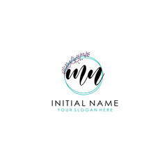 MN Initial letter handwriting and signature logo. Beauty vector initial logo .Fashion  boutique  floral and botanical