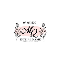 MQ Initial letter handwriting and signature logo. Beauty vector initial logo .Fashion  boutique  floral and botanical