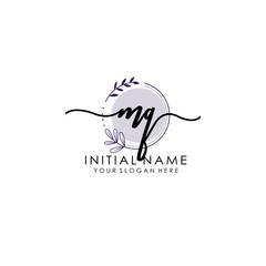 MQ Luxury initial handwriting logo with flower template, logo for beauty, fashion, wedding, photography