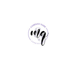 Obraz premium MQ Initial letter handwriting and signature logo. Beauty vector initial logo .Fashion boutique floral and botanical