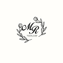 MR Initial letter handwriting and signature logo. Beauty vector initial logo .Fashion  boutique  floral and botanical