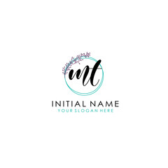 MT Initial letter handwriting and signature logo. Beauty vector initial logo .Fashion  boutique  floral and botanical