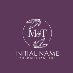 MT Beauty vector initial logo art  handwriting logo of initial signature, wedding, fashion, jewelry, boutique, floral