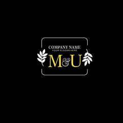 MU Beauty vector initial logo art  handwriting logo of initial signature, wedding, fashion, jewelry, boutique, floral