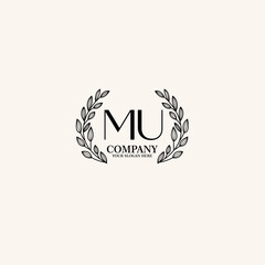 MU Beauty vector initial logo art  handwriting logo of initial signature, wedding, fashion, jewelry, boutique, floral