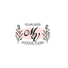 MV Initial letter handwriting and signature logo. Beauty vector initial logo .Fashion  boutique  floral and botanical