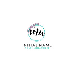 MU Initial letter handwriting and signature logo. Beauty vector initial logo .Fashion  boutique  floral and botanical