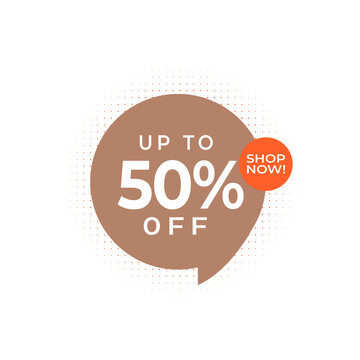 Discount up to 50% off Shop Now Vector Template Design Illustration