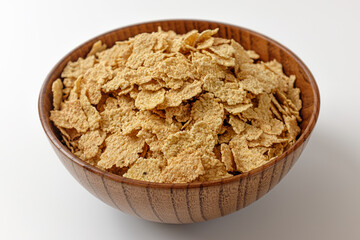 Brown rice cereal on a white background