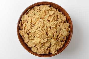Brown rice cereal on a white background