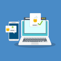 Two Factor Authentication , Multi-Factor Authentication Security Concept	