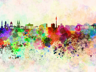 Berlin skyline in watercolor background