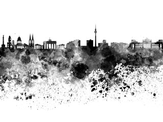 Berlin skyline in black watercolor