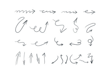 Black and white collection of different arrows, pointers, cursors