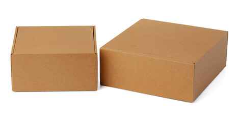 Craft cardboard boxes isolated on white background