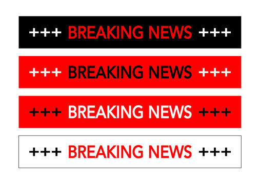 Schilder Set „BREAKING NEWS“ in verschiedene Farben, Text in englisch,
Wichtige Information!
Vektor Illustration isoliert auf weißem Hintergrund

