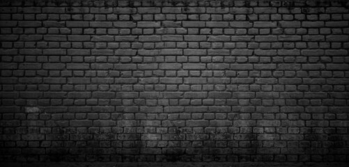 Black brick wall texture, brick surface as background