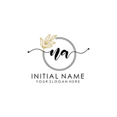 NA Luxury initial handwriting logo with flower template, logo for beauty, fashion, wedding, photography