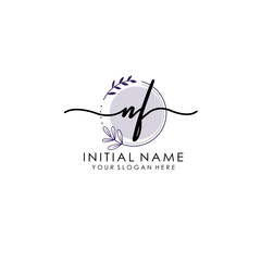 NF Luxury initial handwriting logo with flower template, logo for beauty, fashion, wedding, photography