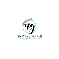 NG Initial letter handwriting and signature logo. Beauty vector initial logo .Fashion  boutique  floral and botanical