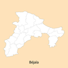 Fototapeta na wymiar High Quality map of Bejaia is a province of Algeria