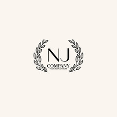 NJ Beauty vector initial logo art  handwriting logo of initial signature, wedding, fashion, jewelry, boutique, floral