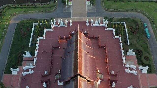 Aerial view of Royal Park Rajapruek, botanical garden and pavilion in Chiang Mai, Thailand