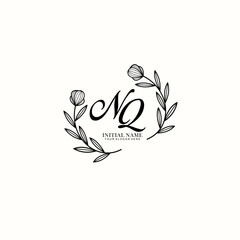 NQ Initial letter handwriting and signature logo. Beauty vector initial logo .Fashion  boutique  floral and botanical