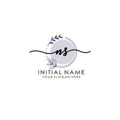 NS Luxury initial handwriting logo with flower template, logo for beauty, fashion, wedding, photography