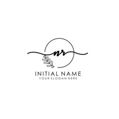 NR Luxury initial handwriting logo with flower template, logo for beauty, fashion, wedding, photography
