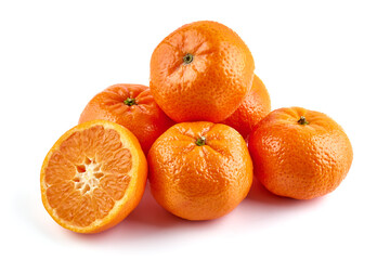 Fresh tangerine, isolated on white background.