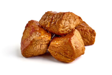 Hungarian goulash, pork stew, isolated on white background.